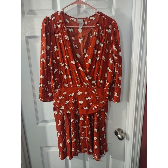asos Dress Size 10 Brownish/Burnt Orange Multicolor Floral Side Zip - Picture 2 of 10